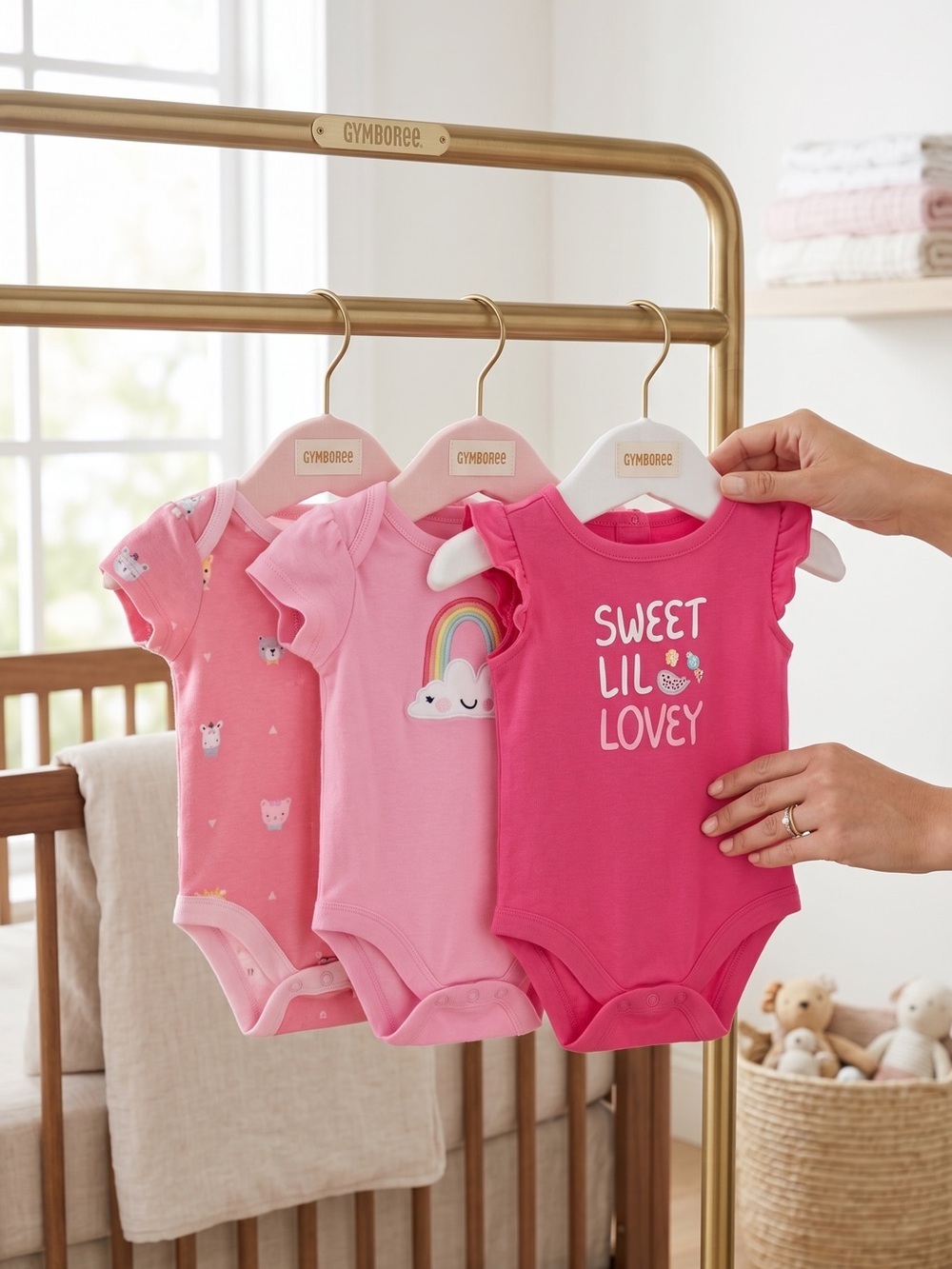Gymboree Pink Trio Ruffle Sleeve Onesie Set